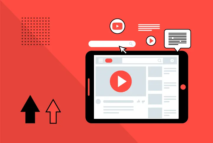 Tablet displaying YouTube interface elements